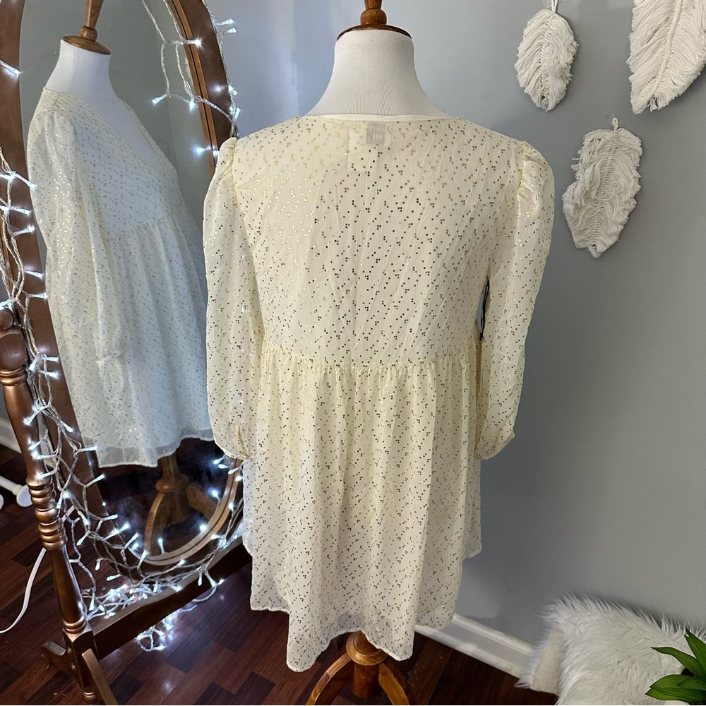 •nwt• Aritzia Sunday Best Jinx escape white & gold dress - Picture 7 of 11
